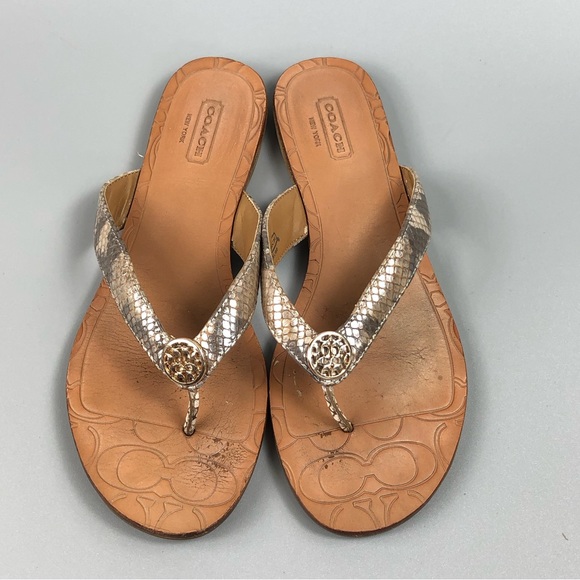 Coach Sara Women’s Metallic Animal Print Slip On Sandals Size 6B - Picture 4 of 6